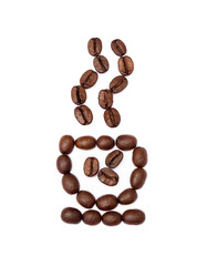 Roasted coffee beans isolated on white background