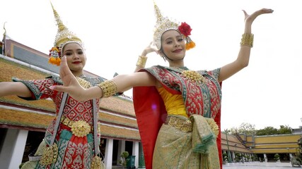 Traditional Thai female Dancers. Bangkok, Thailand.
