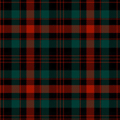 Checkered plaid vector illustration. Tartan Cloth Pattern. Seamless background of Scottish style. Great for Christmas designs. For wallpapers, textiles, decorations, packings. Red, Green, and Black.