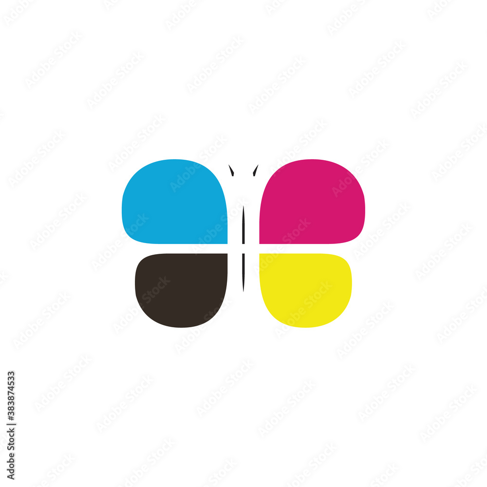 Canvas Prints CMYK color butterfly silhouette logo design vector