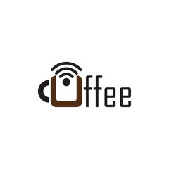 COFFEE text with cup and signal logo design vector