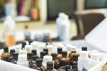 Measuring out essential oils for ingriedients to make home made scented candles