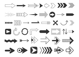 Graphic curve straight, up down arrow set. Link, navigation, download progress, forward, right way orientation symbol or pointing, directional, turning pointer vector illustration isolated on white