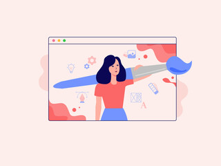 Social media designer concept work vector illustration