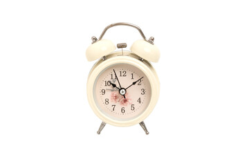 Naklejka premium Cream alarm clock isolated on white background.