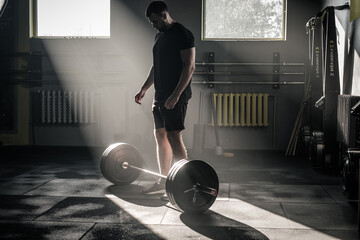 Man Get Ready For Work With Dumbbell .