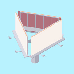 Isometric billboard with blank canvas for outdoor advertising.