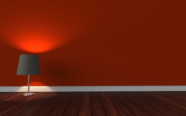 Red Wall with Lamp