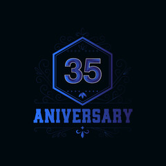 35 Years Anniversary Celebration Blue Vector Template Design Illustration