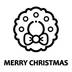 cartoon christmas wreath outline with text
