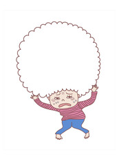 【フレーム】いろいろ考えすぎて頭が混乱して困っている女性のフレーム