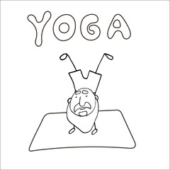 doodle set vector boys yoga fotness dance black and white