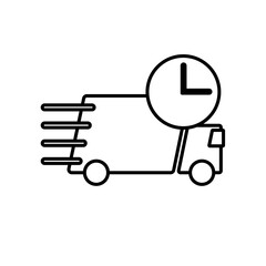 Shipping fast delivery truck with clock icon symbol, Pictogram flat design for apps and websites