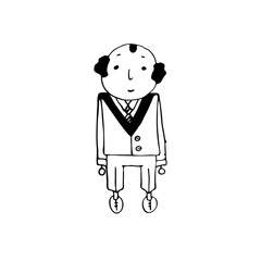 Doodle set of various people faces fitness yoga dance 