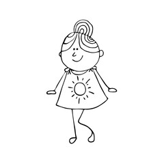 Doodle set of various people faces music girl dance