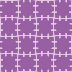 Stitched grid vector repeat pattern. Criss cross squares seamless illustration background.