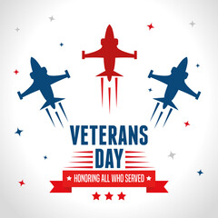 jets in day celebration of veterans of war vector illustration design