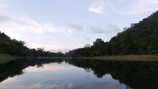 sunset at Khao Ruak Reservoir at Namtok Samlan National Park in Saraburi Thailand