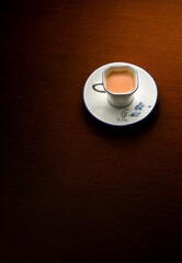 A cup of milk tea on the table