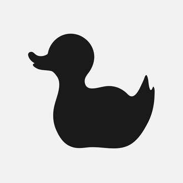 Rubber bath duck flat icon. Black silhouette on white background