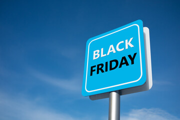 Black friday sales campaign on a street sign.