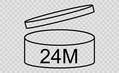 PAO cosmetics symbol 24M, Period after opening symbol 24M, vector illustration