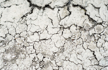   effects of drought on  soil. dried-up surface of  earth with cracks.