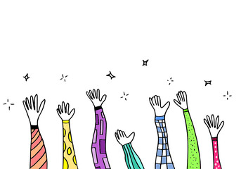 Applause hand draw on white background.vector illustration.