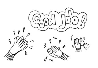 Applause hand draw on white background.vector illustration.