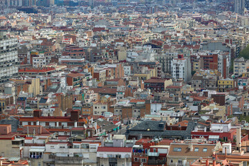 Fototapeta na wymiar Aerial view of beautiful Barcelona city in Spain.