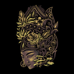 traditional masks with plant crowns