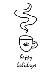 Beautiful greeting card template for Merry Christmas and Happy New Year in modern style. Hand drawn textures, lettering, vector illustration