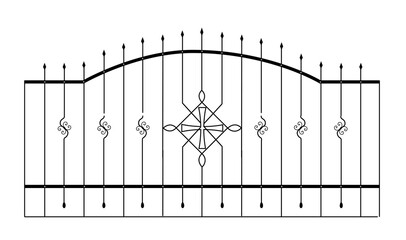 SKETCH of forged metal elements with antique ornaments. Artistic forging belongs to the category of handwork. curl on a white background. fence, forged fencing