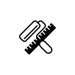 BRUSHED CAT ROLL RULER LOGO DESIGN ICON VECTOR OF BLACK COLOUR IN THE WHITE BACKGROUND