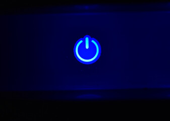 Blue led lights of the Wi Fi router in the dark