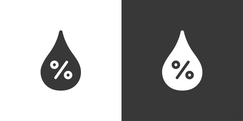 Humidity percent. Isolated icon on black and white background. Weather vector illustration