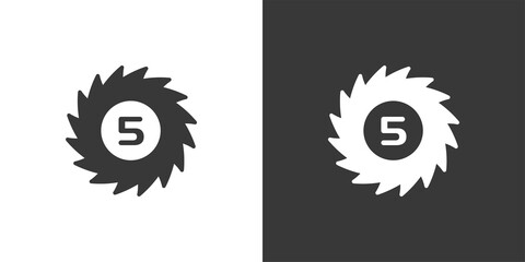 Hurricane. Category five. Fifth rate. Isolated icon on black and white background. Weather vector illustration