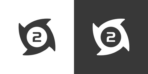 Hurricane. Category two. Second rate. Isolated icon on black and white background. Weather vector illustration