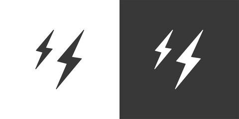 Lightning. Isolated icon on black and white background. Weather vector illustration