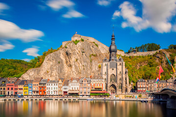 Long exposure of the Village of Dinant in the Namur Province and Ardennes Region of Wallonia,...