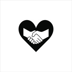 Handshake icon - Two hands together. Heart symbol vector illustration. editable icon