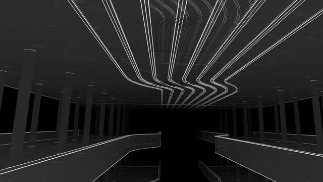 Abstract futuristic interior architecture 3d background