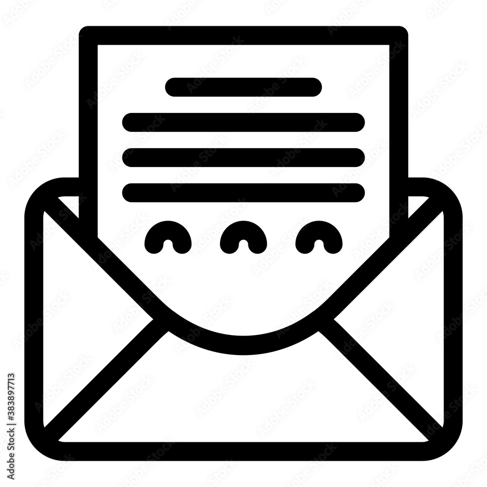 Poster writing envelope icon. outline writing envelope vector icon for web design isolated on white backgro