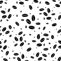 Seamless pattern with coffee beans on white background.