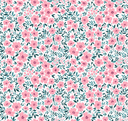 Bloemenpatroon. Mooie bloemen op witte achtergrond. Bedrukking met kleine roze bloemen. Ditsy print. Naadloze vectortextuur. Lente boeket.