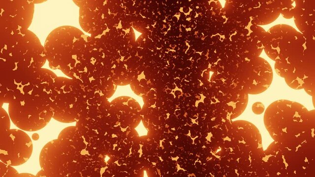 Abstract fire plasma particles flow in space background. Looped animation.
