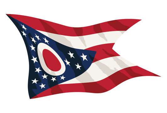State of Ohio Flag Waving Isolated Vector Illustration