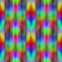 Seamless techno glitch RGB monitor noise rainbow. High quality illustration. Repeat pattern neon spectrum. Futuristic bad signal computer screen failure. Red green and blue distortion blur effect.