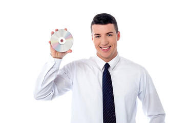 Manager showing compact disc