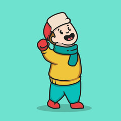 Cute kid with winter cloth happy and smiling